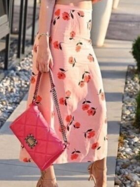 Zara Floral Linen Maxi Cottagecore Skirt Size XXL